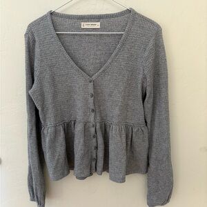 Lucky Brand Gray Textured Knit Sweater